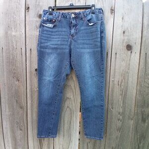 IT TIFFANY JEANS WOMENS SZ 14P BLUE SKINNY STRETCH ZIP CLOSURE COTTON POLYESTER